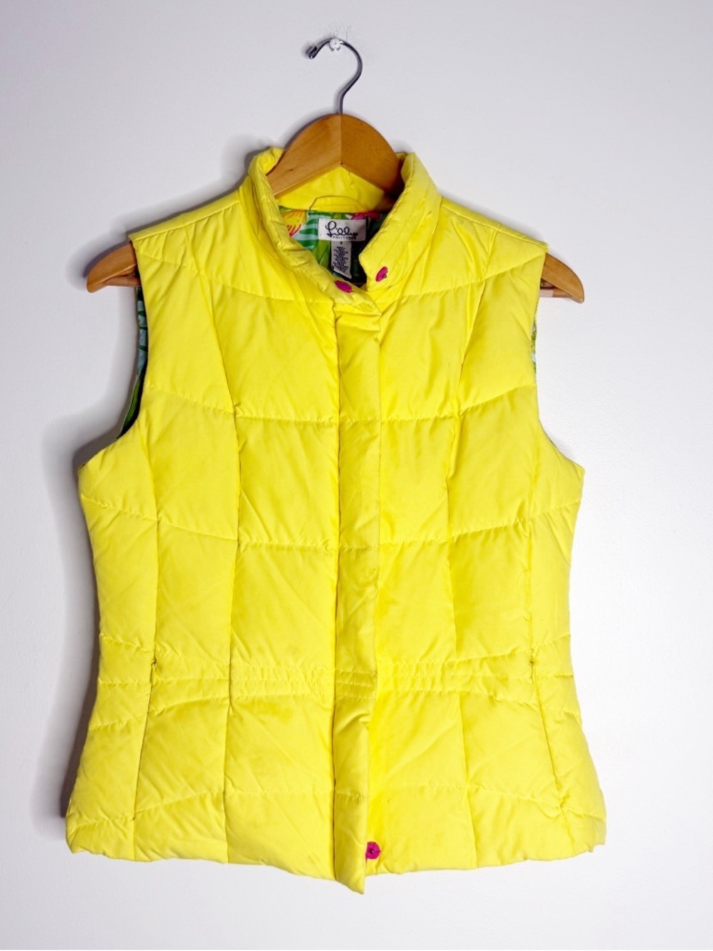 Lilly Pulitzer Yellow Down Puffer Vest Small Vintage
